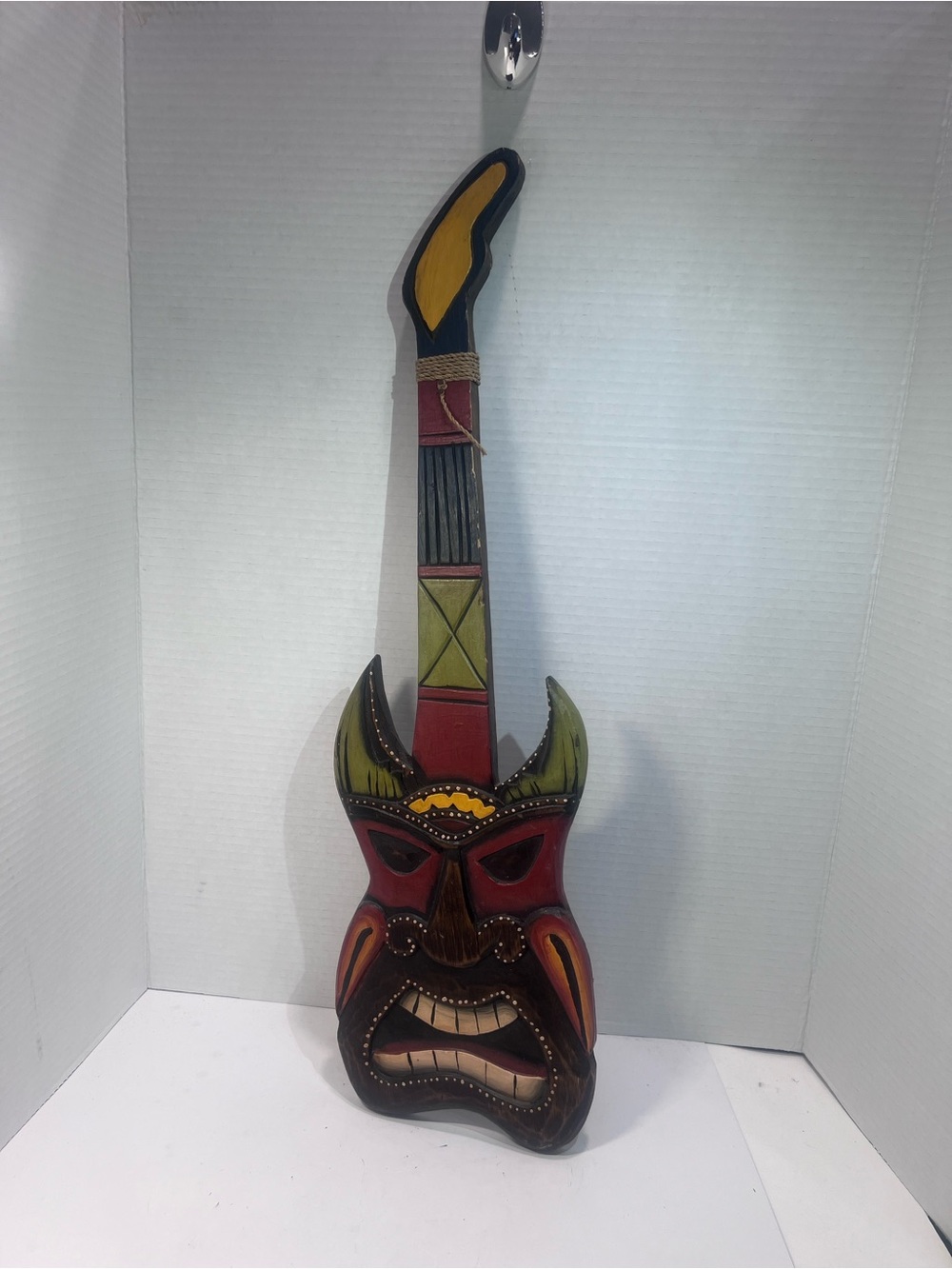 Unlisted Red, Yellow and Green Tribal Guitar Mask Wall Art